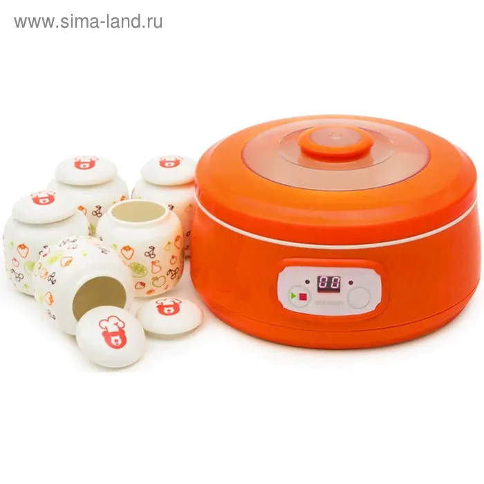 Йогуртница Oursson FE1502D/OR, 20 Вт, 0.2 л, 5 ёмкостей, таймер, оранжевая-0