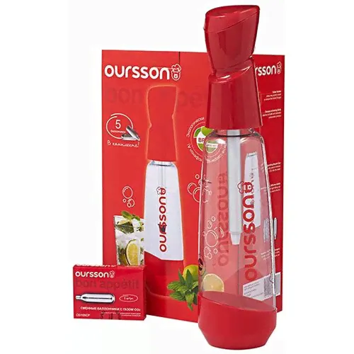 Набор для газирования воды Oursson OS1005SK красный 1 шт. 0.4 кг 34 см 9.05 см 1200 мл 11 см
