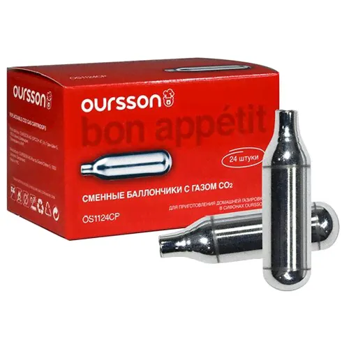 Газовый баллон для сифона Oursson OS1124CP 24 шт. 0.01 кг 6.8 см 8 мл 10.8 см 24 шт. серебристый