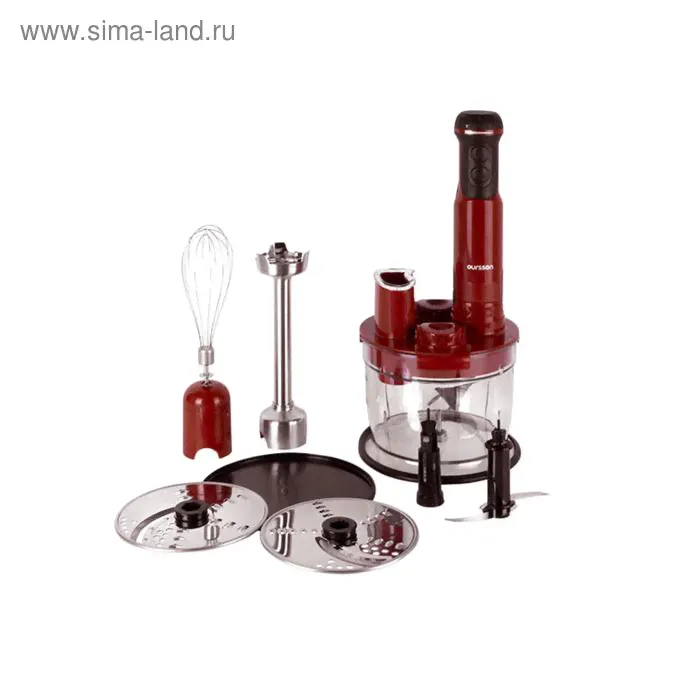 Блендер Oursson HB6040/RD, погружной, 600 Вт, 1.2 л, 13 скоростей, красный