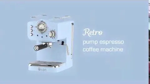 Swan SK22110BLN, Retro Pump Espresso Coffee Machine, 15 Bars of Pressure, Blue